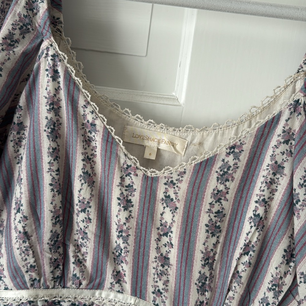 LoveShackFancy Blue and White Striped Mini Dress - Picture 4 of 8